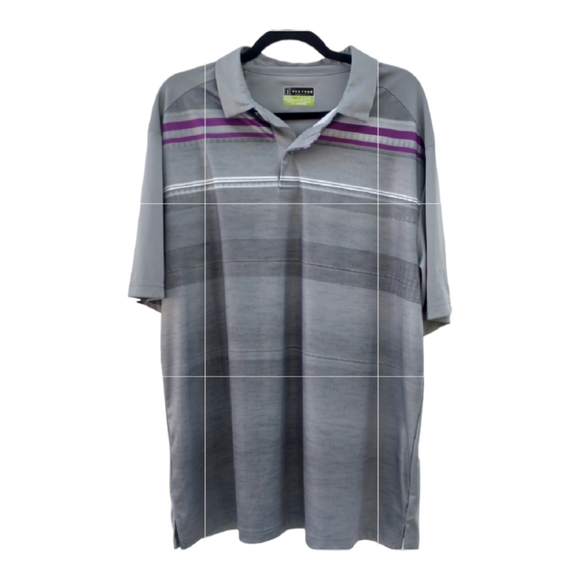 PGA Tour Other - PGA Tour ProSeries Polo Golf Shirt Short Sleeve Gray Fuchsia Striped Size XL